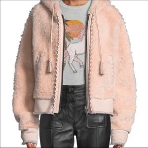 Coach Pink Shearling Bomber Jacket 6 S Coat